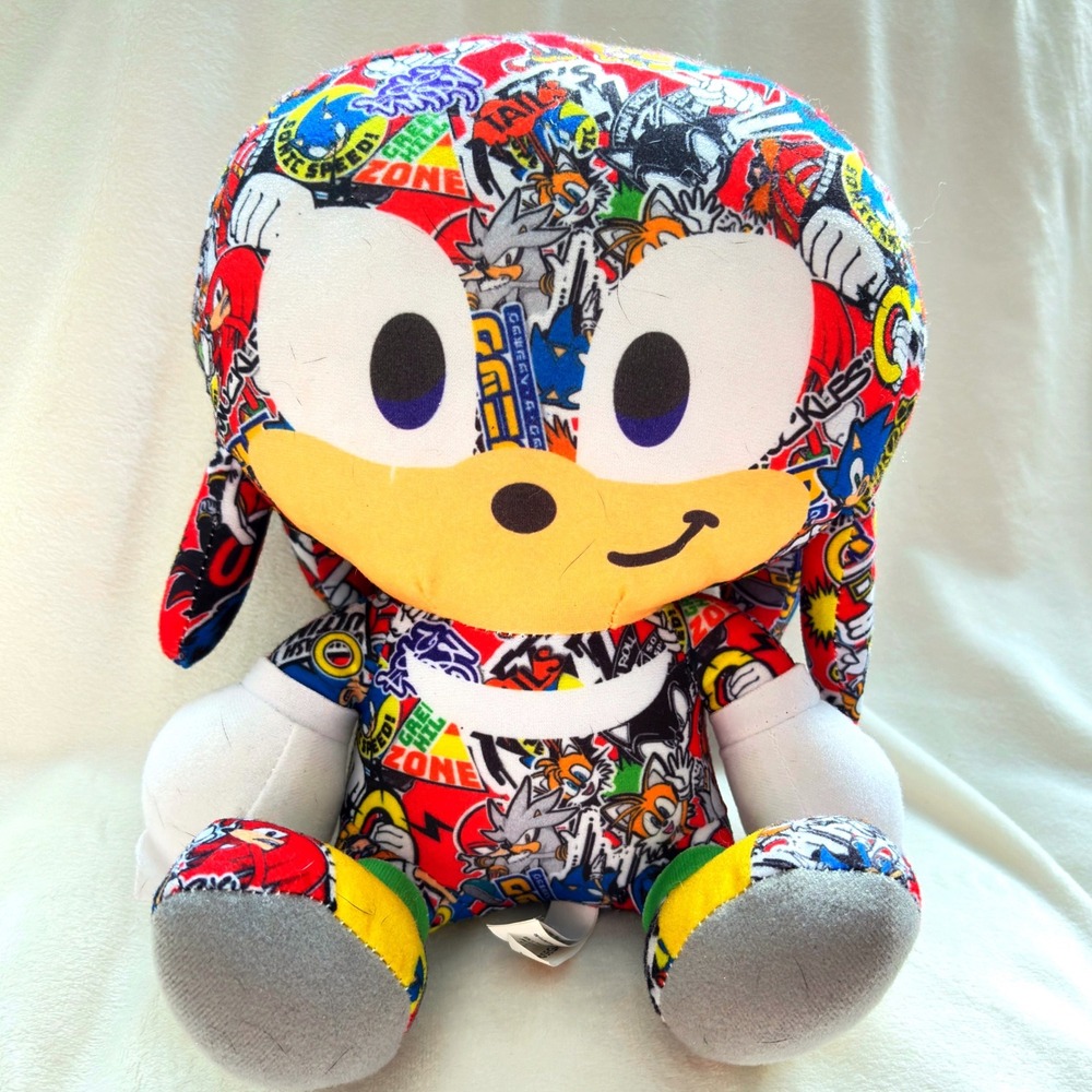 Sonic The Hedgehog Knuckles Plush 8" Sega All Over Print Stuffed Animal Toy